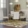5 PCS Round Dining Table Set With Faux Marble Dining Table And Metal Legs, White-ModernLuxe 1 5 PCS Round Dining Table Set With Faux Marble Dining Table And Metal Legs, White-ModernLuxe -ModernLuxe GUEST 39759c88 57a1 4fb1 8bd1 1cd44af463cc