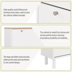 Narrow Design Shoe Cabinet With 3 Flip Drawers, 3 Hooks And Adjustable Panels - ModernLuxe -ModernLuxe GUEST 3a51c974 bd25 45cf 9162 574abe91293a