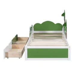 Twin Size Bed With Grass Hill And Trees Decor, White+Green - ModernLuxe -ModernLuxe GUEST 3c2c225a f2f1 4a67 954a 315b8d910426