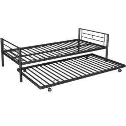 Twin Over Twin Metal Bunk Bed With Trundle Bed And Ladders-ModernLuxe -ModernLuxe GUEST 3c43136b 8726 4c95 9248 e89be44b653c