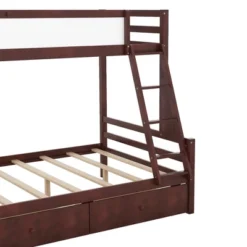 Twin Over Full Bunk Bed With Whiteboard, 3 Hooks And 2 Drawers-ModernLuxe -ModernLuxe GUEST 3cd2b031 4421 441e ad23 345122c85819