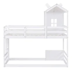 Twin Over Twin Bunk Bed With Roof, Window, Guardrails And Ladder - ModernLuxe -ModernLuxe GUEST 3cdce7a8 2ac6 4b39 a78f 82d347ca0749