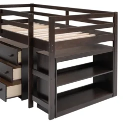 Low Twin Loft Bed With Cabinet And Rolling Portable Desk - ModernLuxe -ModernLuxe GUEST 3cecf371 5b84 4f91 827c befc464675f2