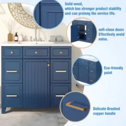 36" Bathroom Cabinet With Sink, Soft Close Doors And Drawers, Navy Blue - ModernLuxe -ModernLuxe GUEST 3d617771 8772 4954 bd4f 607df5fb8f97