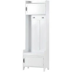 Modern Style 4-in-1 Multifunctional Hallway Coat Rack With 7 Metal Black Hooks And Storage Drawers - ModernLuxe -ModernLuxe GUEST 3d975dff b54d 4a32 98bb 402c5ce41ae4