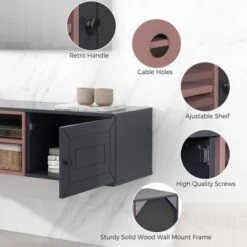 Wall Mounted Floating TV Stand For TVs Up To 65'' With Adjustable Shelves And Magnetic Cabinet Door-ModernLuxe -ModernLuxe GUEST 3da3f72a c684 43c1 a11a 5f8e473874ad