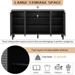60" Generous Storage Sideboard With Faux Rattan Door - ModernLuxe -ModernLuxe GUEST 3ed52069 08a3 436e a90a 000039f96701