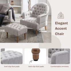 Mid Century Button-Tufted Upholstered Accent Chair Set With Linen Fabric And Ottoman-ModernLuxe 18 Mid Century Button-Tufted Upholstered Accent Chair Set With Linen Fabric And Ottoman-ModernLuxe -ModernLuxe GUEST 3ed54d17 5664 49d0 8433 d4c11d85e881