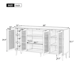 60" Generous Storage Sideboard With Faux Rattan Door - ModernLuxe -ModernLuxe GUEST 3f588954 a417 4d37 9b3c 034f562e982d