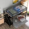 Metal Twin Size Loft Bed With Desk, Black - ModernLuxe -ModernLuxe GUEST 3f66c769 6a40 4079 bbd3 7ba248d80540