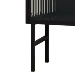 43.31" Contemporary Glass Door Cabinet With Two Levels Of Storage, Black - ModernLuxe -ModernLuxe GUEST 3f6be7a4 9944 404a 9665 286d15d00a20