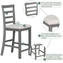 5 PCS Wood Counter Height Dining Table Set With Integrated 9 Bar Wine Compartment, Wineglass Holders And Padded Chairs-ModernLuxe 17 5 PCS Wood Counter Height Dining Table Set With Integrated 9 Bar Wine Compartment, Wineglass Holders And Padded Chairs-ModernLuxe -ModernLuxe GUEST 3f7ed845 aa7c 47a8 bcf9 8e411a20a54d