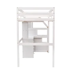 Twin Size Loft Bed With Separate Bed, Staircase For Storage, Desk, Shelves And Drawers - ModernLuxe -ModernLuxe GUEST 3fd08653 b1ea 4bd8 afb5 98f9917665c6