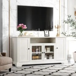 TV Stand For TV Up To 65in With 2 Tempered Glass Doors, Adjustable Panels Open Style Cabinet, Sideboard-ModernLuxe -ModernLuxe GUEST 3fec44d4 95c4 4874 ad94 3e6a7dae5246