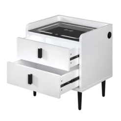 Modern Nightstand With Wireless Charging, USB Port And Adjustable LED Lights, End Table With 2 Drawers-ModernLuxe -ModernLuxe GUEST 3ff6e1fb e188 4185 940f cc8c382e2ace