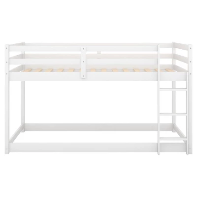 Twin Over Twin Floor Bunk Bed With Ladder - ModernLuxe 8 Twin Over Twin Floor Bunk Bed With Ladder - ModernLuxe - Image 6