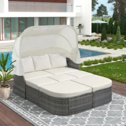 Outdoor Patio Wicker Sunbed Furniture Set With Retractable Canopy - ModernLuxe -ModernLuxe GUEST 406e81a1 7014 443e b775 a6ea9a3c556f