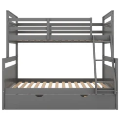 Twin Over Full Bunk Bed With Twin Size Trundle Bed, Ladder And Guardrail-ModernLuxe -ModernLuxe GUEST 4087f7df db04 4163 8924 19cb36923b5b