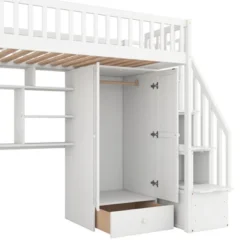 Twin Size Loft Bed With Shelf, Drawers, Desk And Wardrobe - ModernLuxe -ModernLuxe GUEST 42b4b082 7969 482f b6a6 b99674227bd4