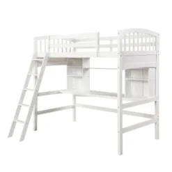 Twin Size Loft Bed With Storage Shelves, Desk And Ladder - ModernLuxe -ModernLuxe GUEST 43678d33 19d8 4a90 b5de b607f5f6d6df