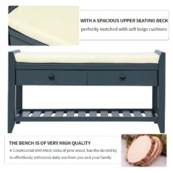 Entryway Storage Bench With Cushioned Seat, Shoe Rack And Drawers-ModernLuxe -ModernLuxe GUEST 43bc42cc 5a6d 40f8 9ae8 4654d2421330