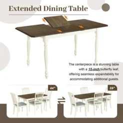 5 PCS Mid-Century Extendable Dining Table Set With 15inch Butterfly Leaf And 4 Upholstered Chairs-ModernLuxe -ModernLuxe GUEST 446c24a5 db01 4dd9 bba1 16fc2ab762d6