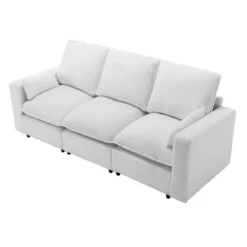 3 Seat Sofa With Removable Cushions And 2 Pillows, Teddy Fabric Upholstered Couch-ModernLuxe -ModernLuxe GUEST 4495d5b4 13a9 4d61 af92 9e843c2322b8