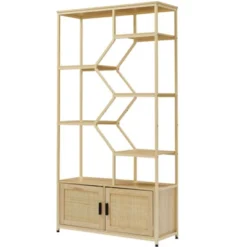 7-Tier Rattan Storage Bookshelf With 2 Doors, Natural – ModernLuxe 17 7-Tier Rattan Storage Bookshelf With 2 Doors, Natural – ModernLuxe -ModernLuxe GUEST 4499964c 705b 4658 99c1 3a657c240e50