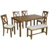 Modernluxe 6-Piece Kitchen Dining Table Set Wooden Rectangular Dining Table With 4 Dining Chairs And A Bench -ModernLuxe GUEST 44b54194 ac1a 49d9 a4a7 06de25028748
