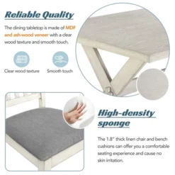 6 PCS Rustic Wood Dining Table Set, Rectangular Trestle Table With 4 Upholstered Chairs & Bench-ModernLuxe -ModernLuxe GUEST 455aadf1 f0aa 4c78 a077 fb2f05c38c06