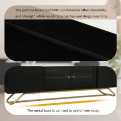 Stylish Design TV Stand For TVs Up To 65" With Fluted Glass, Cultured Marble Top And Gold Framed Base - ModernLuxe -ModernLuxe GUEST 460e3da2 96d9 48f4 b7ea de74e68f7a1b