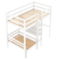 Convertible Loft Bed With L Shaped Desk, Shelf And Ladder, White - ModernLuxe -ModernLuxe GUEST 462f5608 16f8 45c0 b84d 2002ee15a038