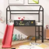 Twin Size Metal House Loft Bed With Slide And Two-Sided Writable Wooden Board-ModernLuxe -ModernLuxe GUEST 468bd661 6ba7 4024 bbcf bedeef6672da