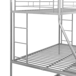 Twin Over Full Steel Bunk Bed With Twin Size Trundle Bed And Two-Side Ladders-ModernLuxe -ModernLuxe GUEST 47da3d45 18c5 409f befc d139815e2e92