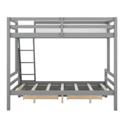 Twin Over Full Bunk Bed With Whiteboard, 3 Hooks And 2 Drawers-ModernLuxe -ModernLuxe GUEST 485df0c6 6ac2 4d49 af56 1f735af11482