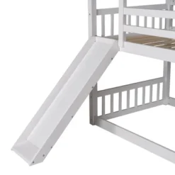 Twin Over Twin House Shaped Bunk Bed With Convertible Slide And Ladder-ModernLuxe -ModernLuxe GUEST 48affcaa ad57 48db 8c32 e359ad54ba59