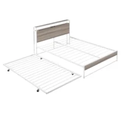 Metal Platform Bed Frame With Trundle Bed, USB Ports And Slat Support-ModernLuxe -ModernLuxe GUEST 48d242cb 4808 402e a570 fdb1835eca92