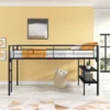 Metal Twin Size Low Loft Bed With Storage Shelf And Stairs, Black - ModernLuxe -ModernLuxe GUEST 48e49b79 4cfa 4ccc b756 d956b4ac186c