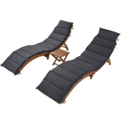 Outdoor Patio Wood Portable Extended Chaise Lounge Set With Foldable Tea Table Gray-ModernLuxe -ModernLuxe GUEST 48f086e2 3807 4d8a 9d01 7fa3cb79e354
