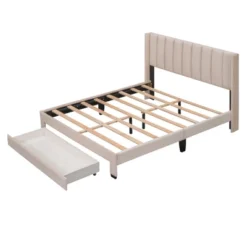 Velvet Upholstered Platform Bed, Storage Bed With A Big Drawer-ModernLuxe -ModernLuxe GUEST 4920d7c7 d91e 4d0f 8630 d841a6f11042