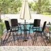 5-Piece Patio Rattan Dining Table Set , Counter Height PE Wicker Dining Table Set With Umbrella Hole And 4 Foldable Chairs, Brown-ModernLuxe 1 5-Piece Patio Rattan Dining Table Set , Counter Height PE Wicker Dining Table Set With Umbrella Hole And 4 Foldable Chairs, Brown-ModernLuxe -ModernLuxe GUEST 49eca2e7 3722 4a15 9be0 1e01bb8ecab7