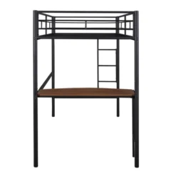 Twin Size Metal Loft Bed With Desk, Ladder And Railing - ModernLuxe -ModernLuxe GUEST 4a279555 988c 4979 84d9 bf585b3df46e