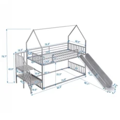 Twin Over Twin Metal Bunk Bed House Bed With Slide And Staircase-ModernLuxe -ModernLuxe GUEST 4ab0ba1a bc59 4422 802e 263d52ad637a