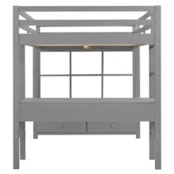 Loft Bed With Built-In Desk, Storage Shelves And Drawers - ModernLuxe -ModernLuxe GUEST 4acae55f ffb4 47fb a23a cc47539f9f11