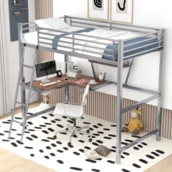 Twin Size Loft Metal Bed With Desk And Shelves - ModernLuxe -ModernLuxe GUEST 4adf7555 381a 408d 8818 74d7563ab6b9