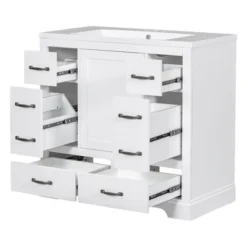 36" Bathroom Vanity With Ceramic Sink, 6 Drawers And Adjustable Shelves, White - ModernLuxe -ModernLuxe GUEST 4bc3e2ed 78bd 41bc 9ae8 a80d34fa36de