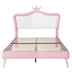 Queen/Full Size Upholstered Platform Bed Frame With LED Lights, Princess Bed With Crown Headboard-ModernLuxe -ModernLuxe GUEST 4d5a91f7 7d32 4459 a888 700855e00bca