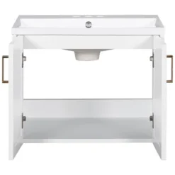 24" Wall Mounted Bathroom Vanity With Porcelain Sink And Two Shuttered Doors, White - ModernLuxe -ModernLuxe GUEST 4d948eaa 91dc 49a3 a44c 403401b28e33