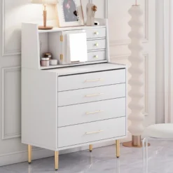 Vanity Makeup Table With Mirror, Storage Dresser With 7 Drawers-ModernLuxe -ModernLuxe GUEST 4d9b54d8 7bd4 47f6 bdfc b25395f64d9d