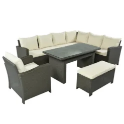 6 PCS Patio Outdoor Rattan Sectional Sofa Set, Conversation Seating Group With Cushions-ModernLuxe -ModernLuxe GUEST 4dc9a075 4dfe 4df8 88e5 15d228209715
